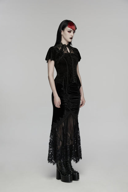 Rose Printed Lace Gothic Blouse for Women
