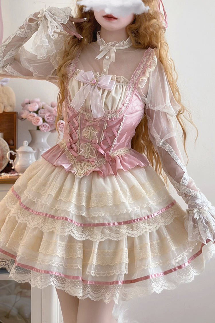 Blush Double-Layered Bow Lace Ballerina Skirt Set - Girl Love