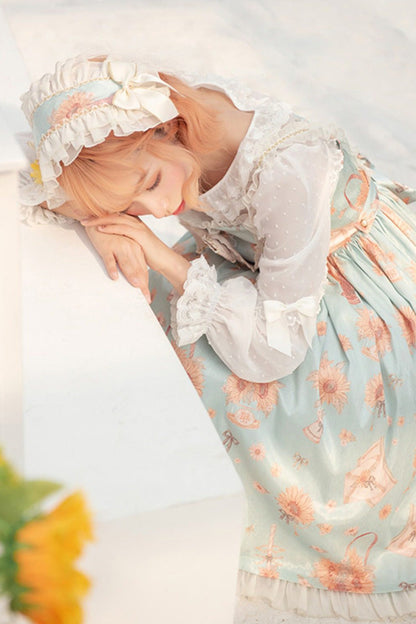 Emerald Sunflower Sleeveless Ruffled Bow JSK Lolita Dress