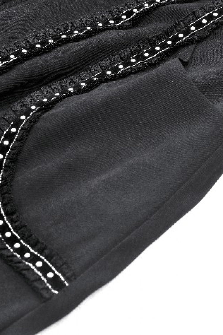 Hooded Punk Jacket with Ruffled Lace-Up Front for Women