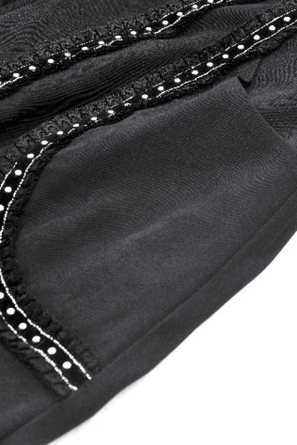Hooded Punk Jacket with Ruffled Lace-Up Front for Women