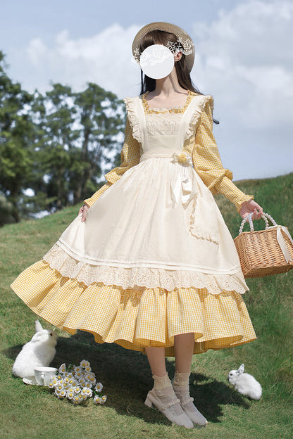 Long Sleeve Floral Ruffle Lace-Up Elegant Lolita Dress