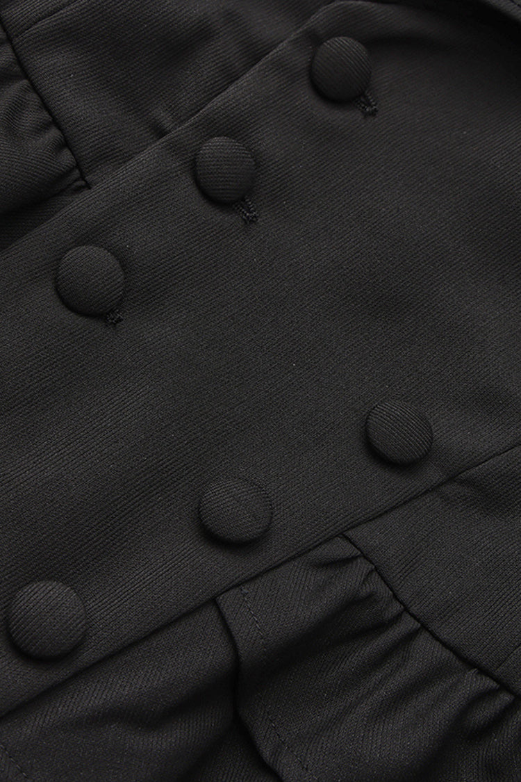 Ebony Sleeveless Ruffled Victorian Prince Coat - Immortal Silent Agent