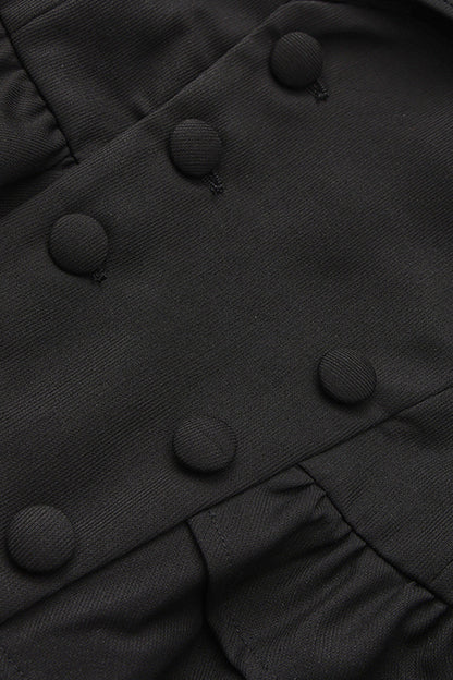 Ebony Sleeveless Ruffled Victorian Prince Coat - Immortal Silent Agent