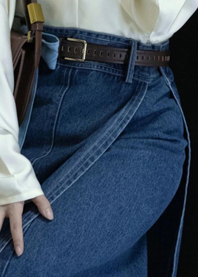 New Blue Waist Spring Denim High Open Skirts Side