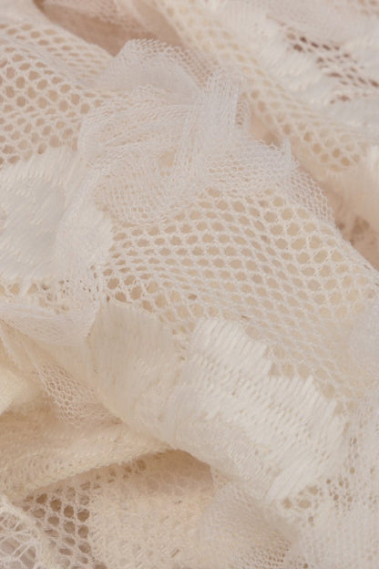 Steampunk Vintage Women's Dress with Irregular Ruffled Lace Layers, Cream