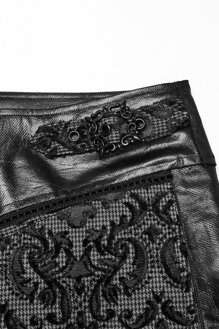 Floral Embroidery Buckle Gothic Trousers for Men
