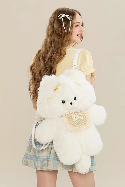 Ivory Cute Samoyed Plush Dog Backpack for Lolita Style