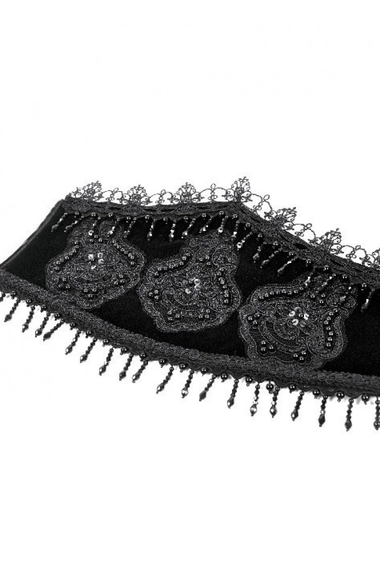 Royal Velvet Gothic Waist Cincher with Beaded Tassels