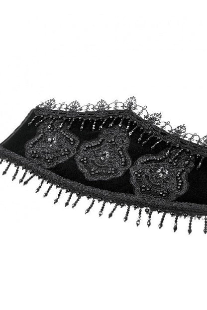 Royal Velvet Gothic Waist Cincher with Beaded Tassels