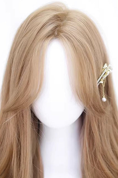 Champagne Gold Milk Tea Swoop Bangs Curly Lolita Wig