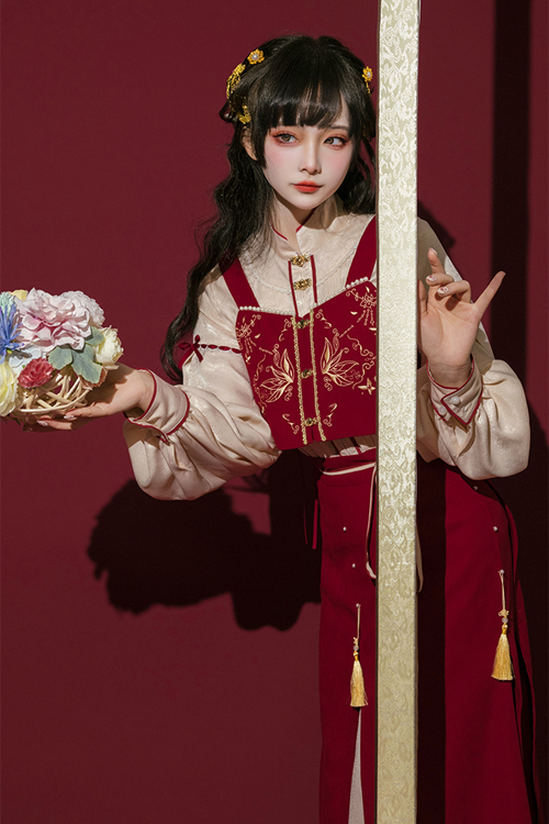 Crimson Song Han Dynasty High-Waisted Soft Hanfu Dress