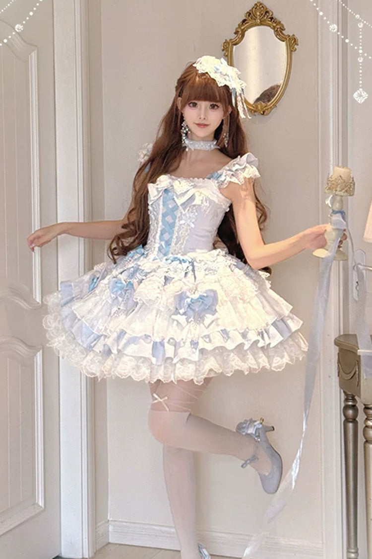 Honey Sweet Tart Jacquard Ruffle Square Collar Lolita JSK Dress