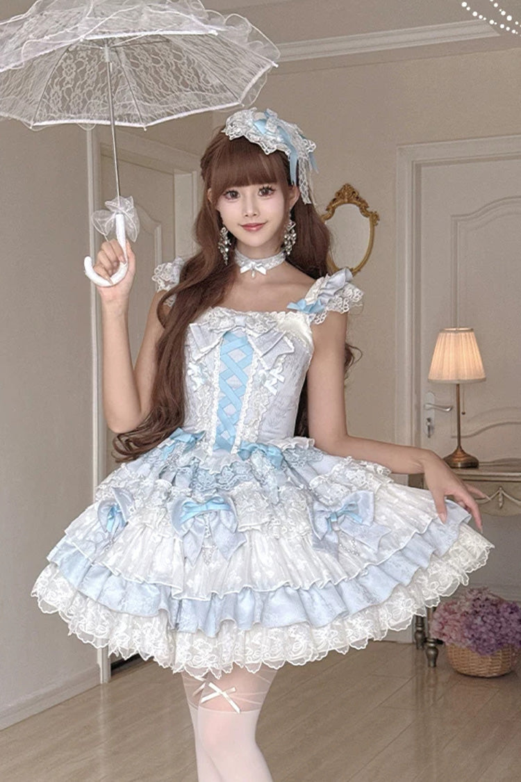 Honey Sweet Tart Jacquard Ruffle Square Collar Lolita JSK Dress