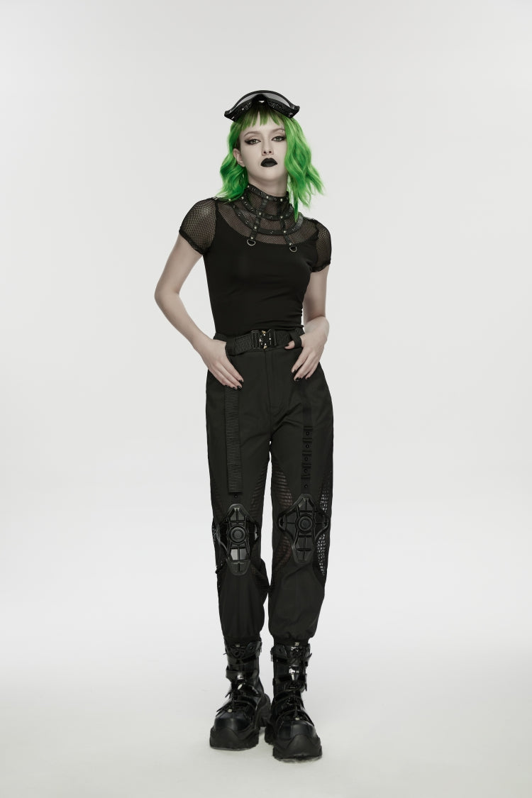 Punk T-Shirt with Rivets and Eyelets for Women