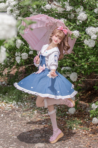Azure Cowboys Are Busy Ruffle Bow Sweet Lolita Strap Gown
