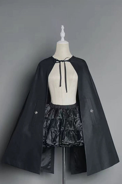 Ebony Double-Breasted Bustier Suspender Dress - Gothic Night Butler