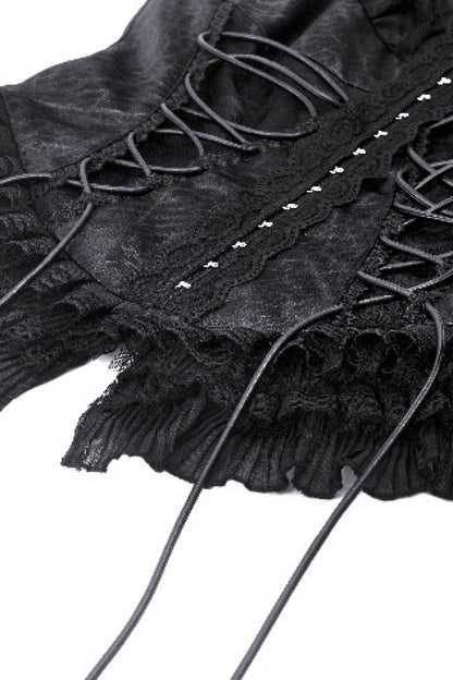 No-Sleeve Lace Trim Side Corset Top