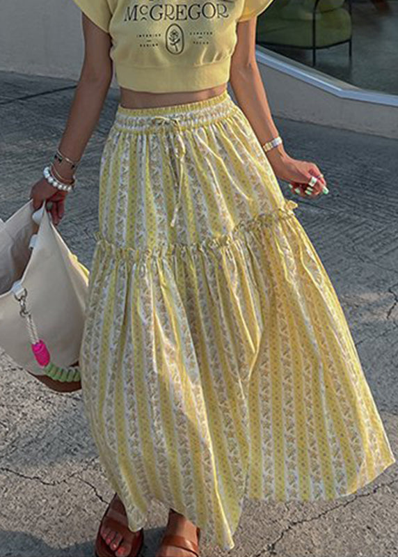 Skirt Spring Ruffled Cotton French Print Purple