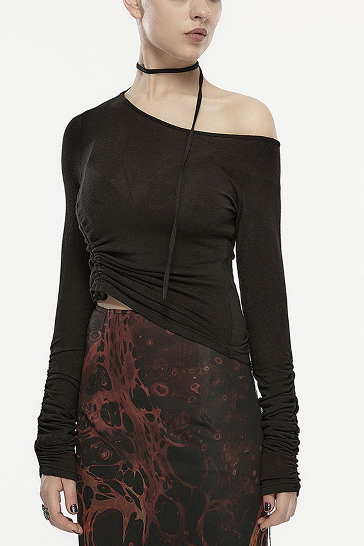 Asymmetric Slash Shoulder Gothic Tee