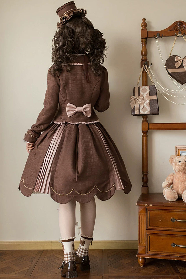 Teddy Chocolate Bar Embroidered Lace-Up Lolita JSK Dress and Skirt - Classic