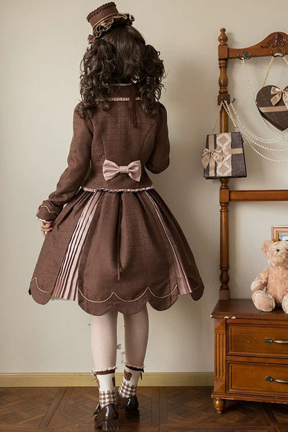 Teddy Chocolate Bar Embroidered Lace-Up Lolita JSK Dress and Skirt - Classic