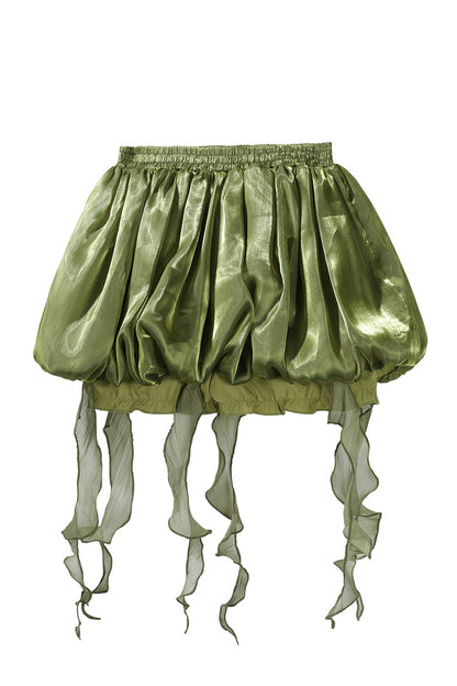 Emerald Leaf Decoration Ruffle Asymmetric Sweet Lolita Jumper Dress Set