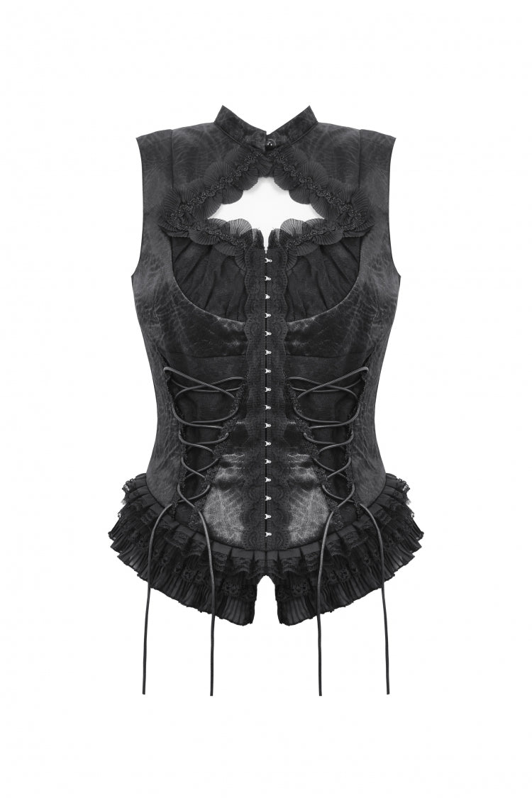 No-Sleeve Lace Trim Side Corset Top