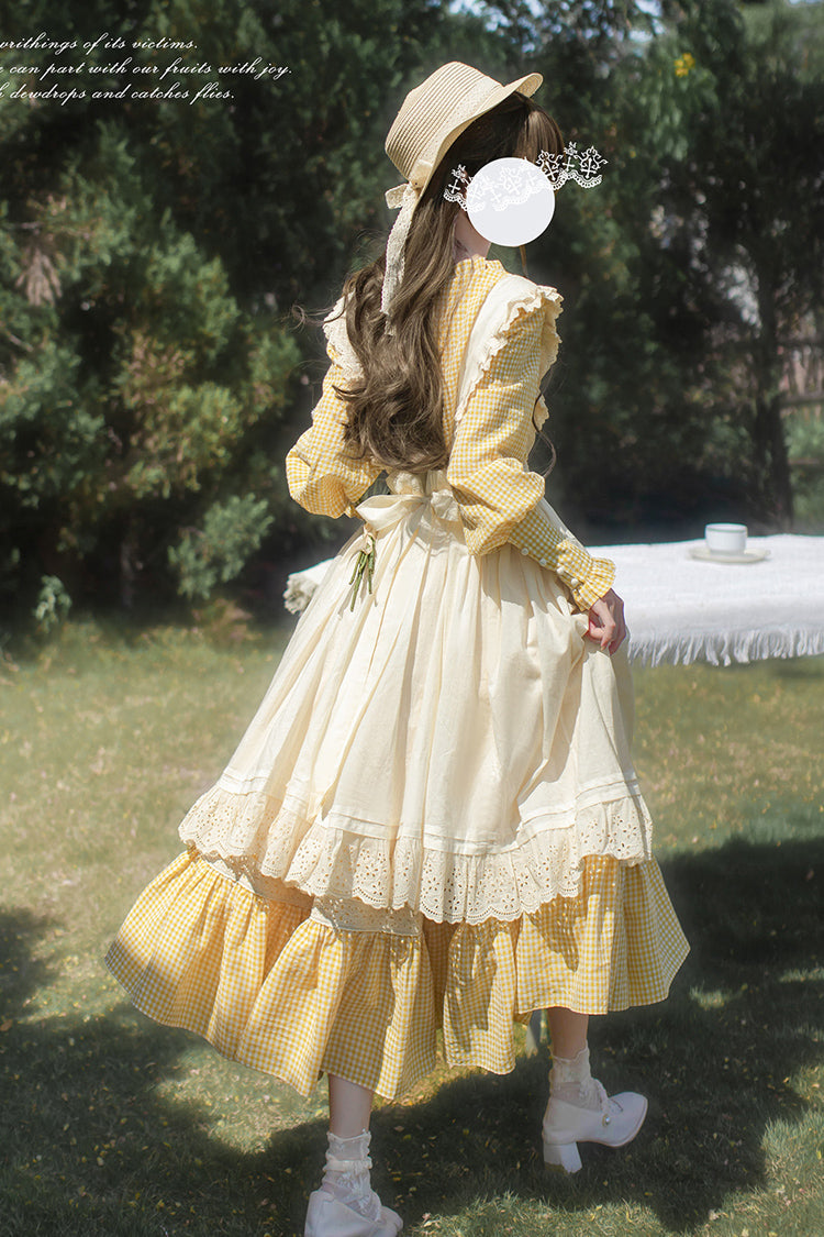 Long Sleeve Floral Ruffle Lace-Up Elegant Lolita Dress