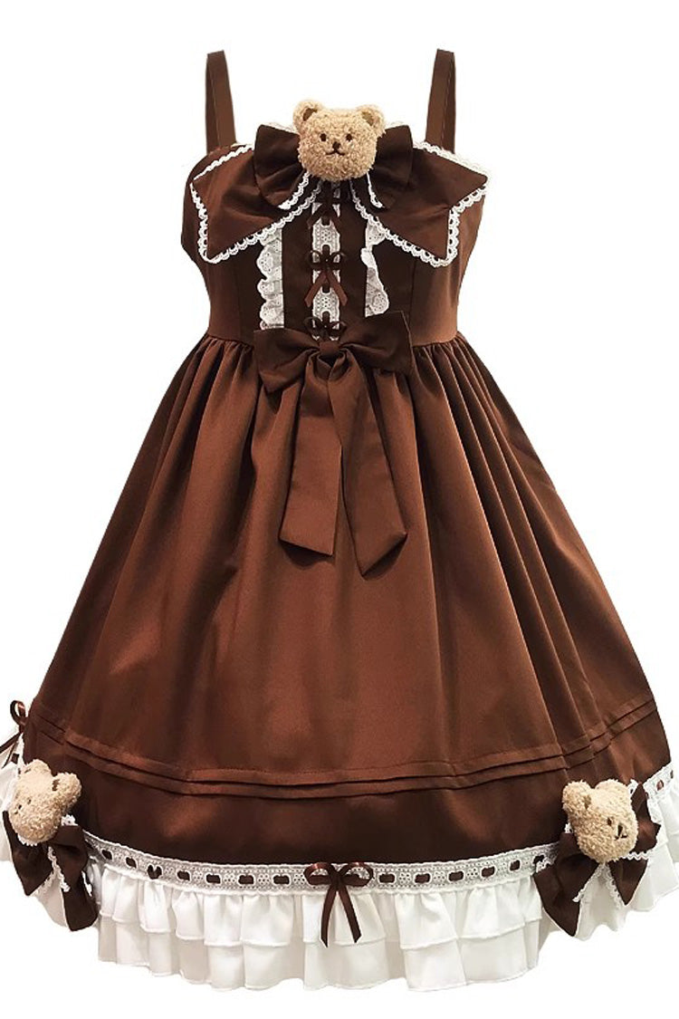Mousse Bear Sleeveless Vintage Princess Lolita JSK Dress with Bow - Ruffle