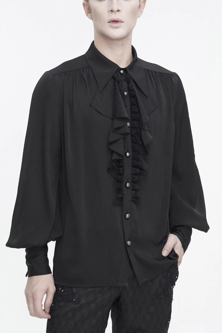 Puff-Sleeve Ruffled Lace Gothic Shirt for Men