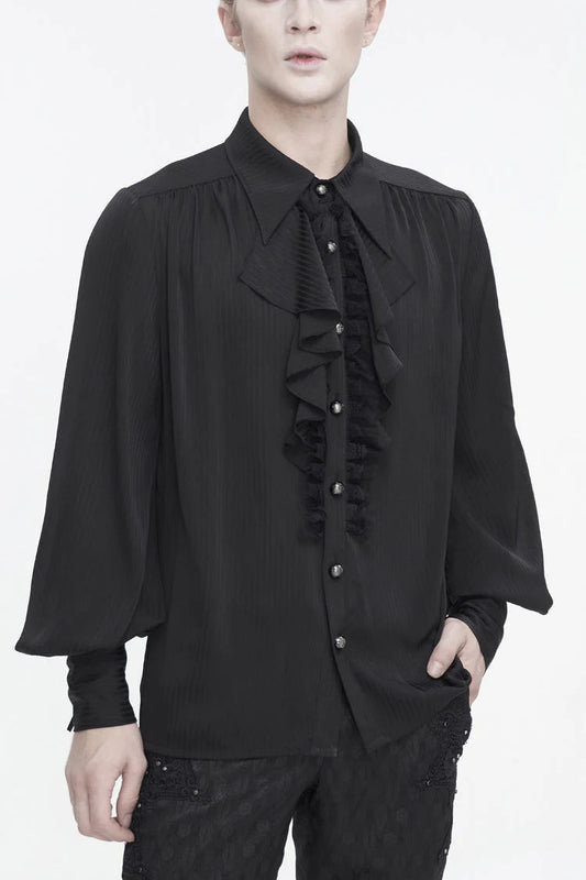 Puff-Sleeve Ruffled Lace Gothic Shirt for Men