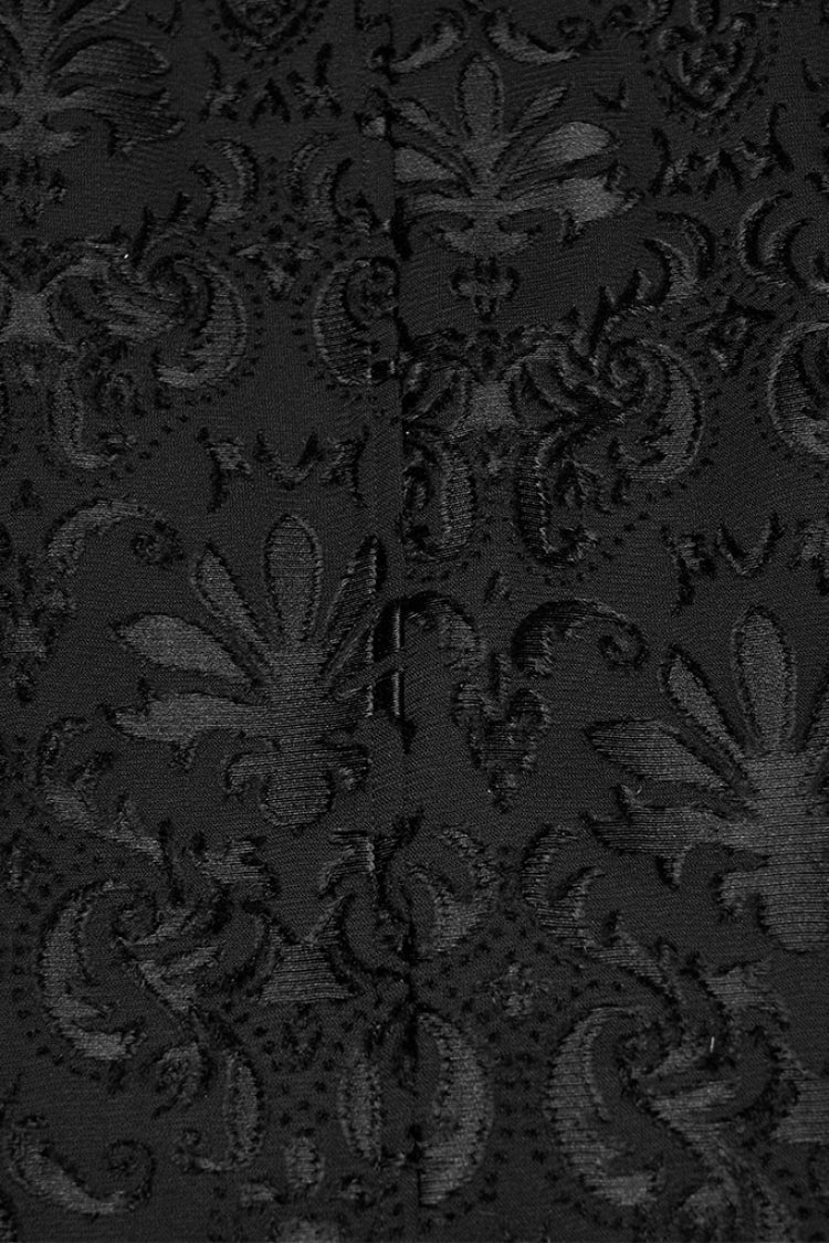 Ebony Long-Sleeve V-Neck Floral Embroidered Men's Gothic Vest