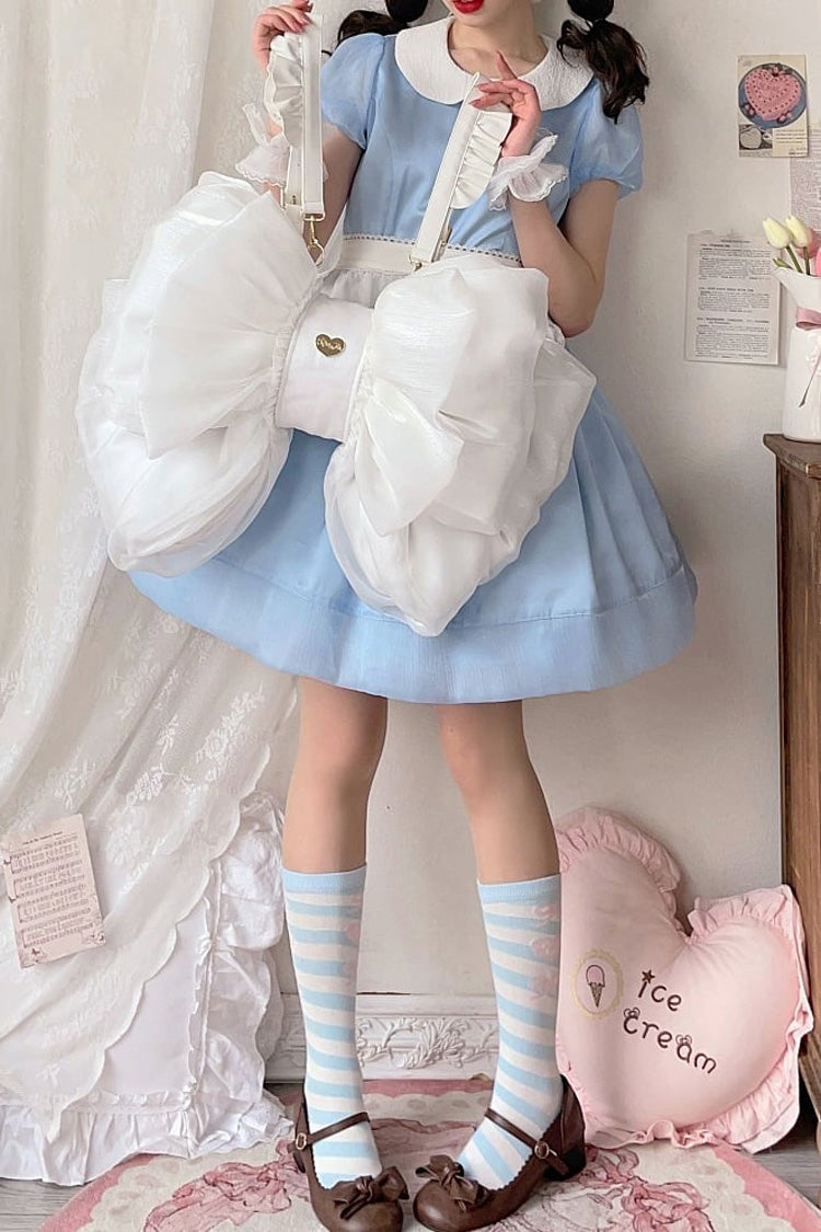 Ivory Large Bow Metal Heart Nameplate Lolita Backpack