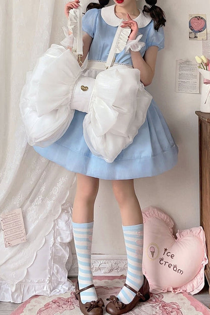 Ivory Large Bow Metal Heart Nameplate Lolita Backpack