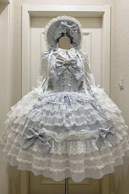 Azure Dream Prologue Doll Multi-Tiered Bowknot Lace Sweet Princess Lolita Gown