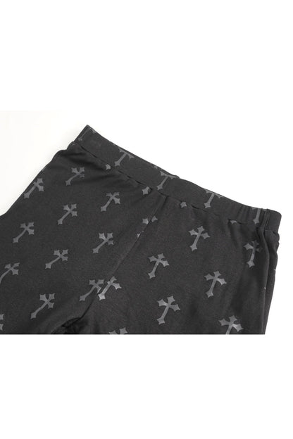 Hollow Cut-Out Punk Leggings for Women - Black