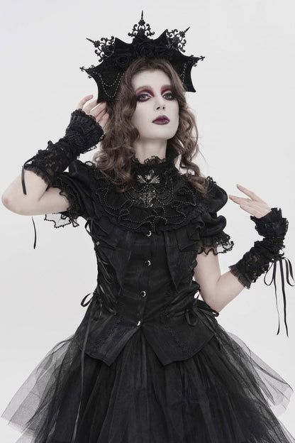 Lace-Up Pleated Gothic Palace Blouse for Women