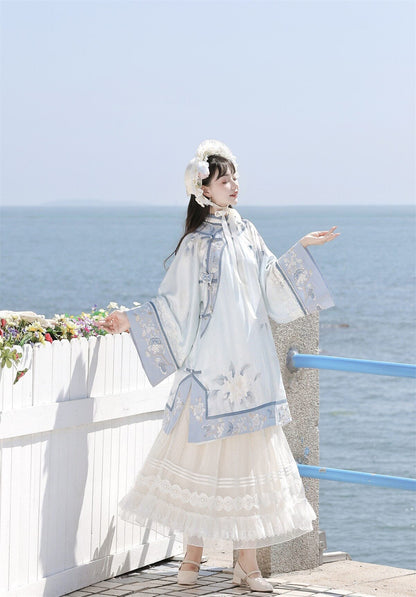 Flower Room Stand Collar Long Sleeve Printed Hanfu Set