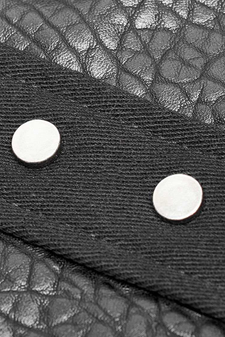 No-Sleeve Faux Leather Detailed Punk Waistcoat