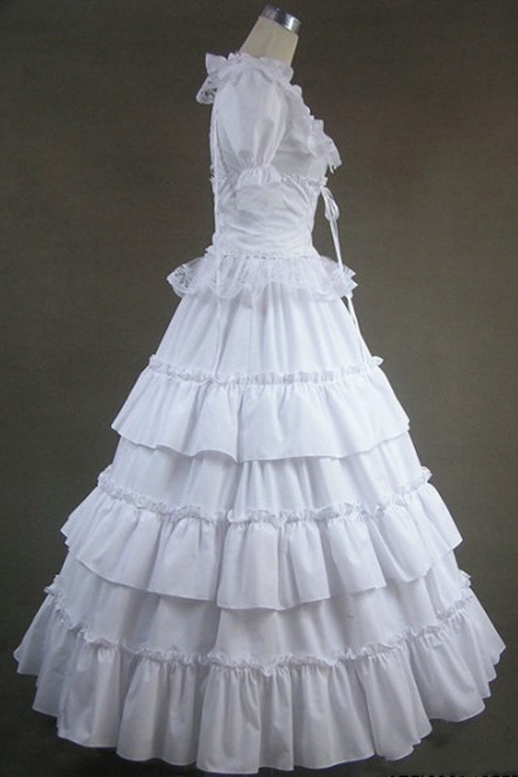 Ivory Square Collar Long-Sleeve Floor-Length Multi-Layer Victorian Gothic Gown