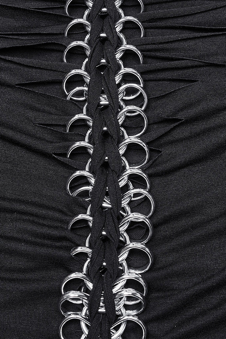 Dark Skeleton-Print Long-Sleeve Top for Women
