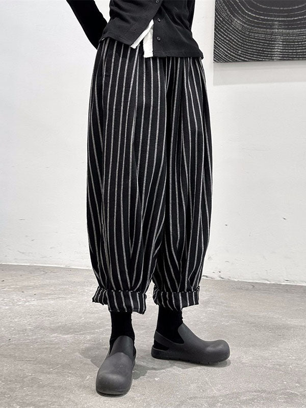 Split-Joint Cool Pattern High-Waisted Striped Pants Harem