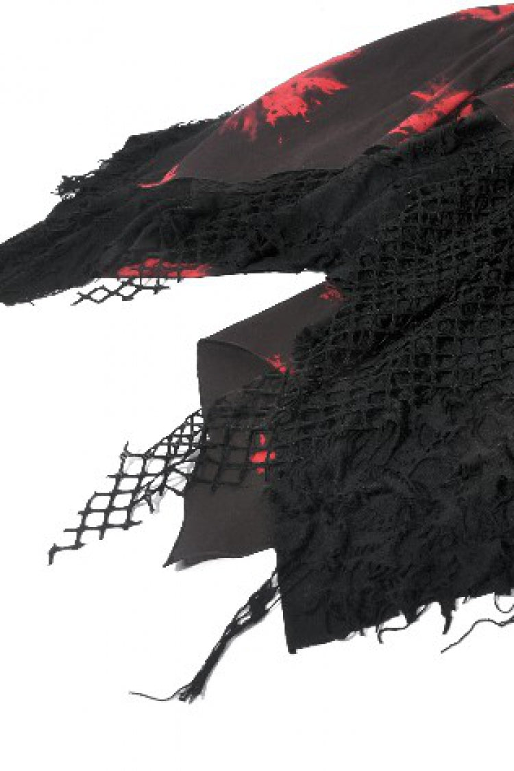 Crimson & Obsidian Sleeveless Irregular Mesh Tie Dye Punk Slip Dress