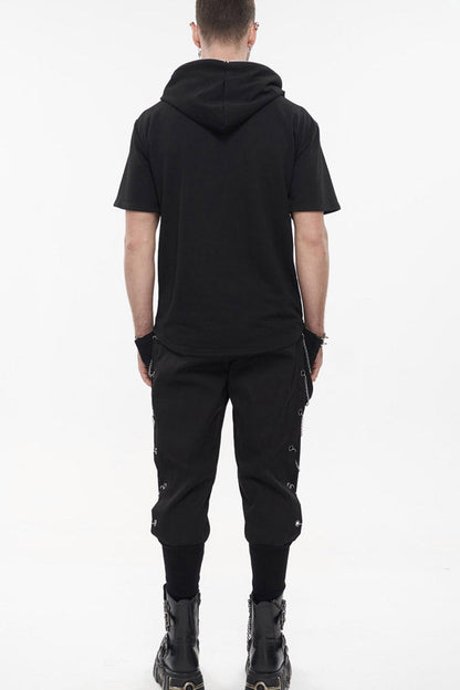 Jet Black Metal-Link Pocket Harem Trousers