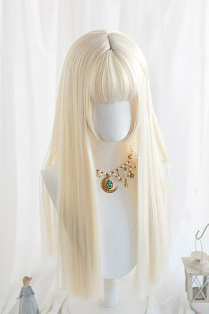 White Milk Straight Long Classic Lolita Wig