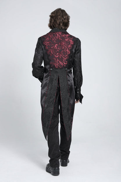 Crimson & Obsidian Sleeveless Lace-Up Zipper Swallow-Tailed Vest