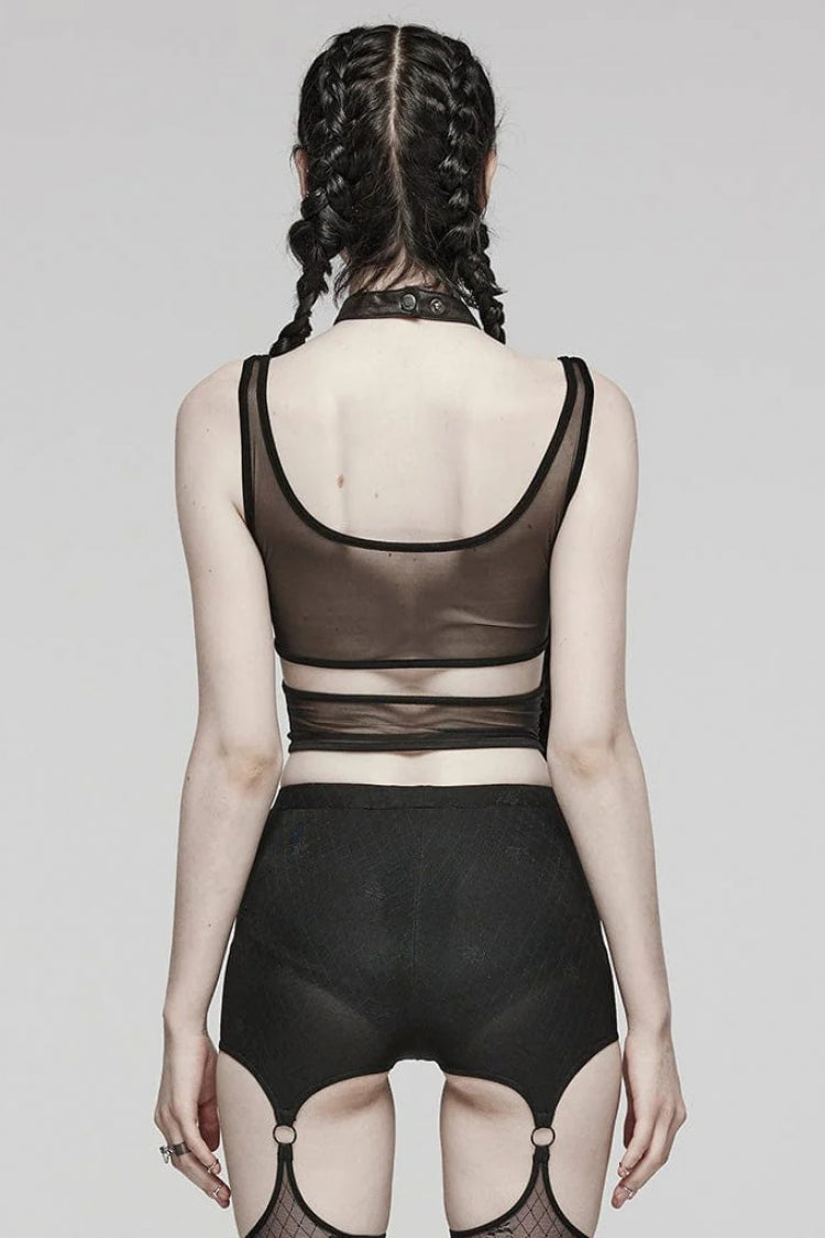 No-Sleeve Mesh Cutout Ring Steampunk Waistcoat