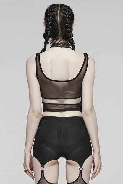No-Sleeve Mesh Cutout Ring Steampunk Waistcoat