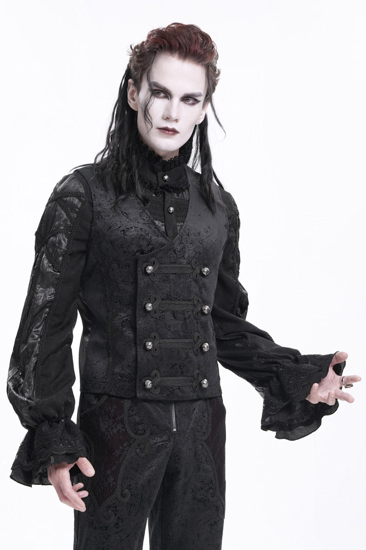 No-Sleeve Floral Buckle Men's Gothic Waistcoat